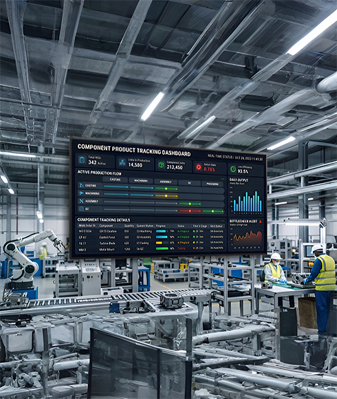 Industrial IoT dashboard displaying factory performance data